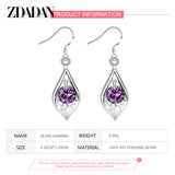 925 Silver Amethyst Drop Earrings For Women