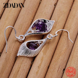 925 Silver Amethyst Drop Earrings For Women