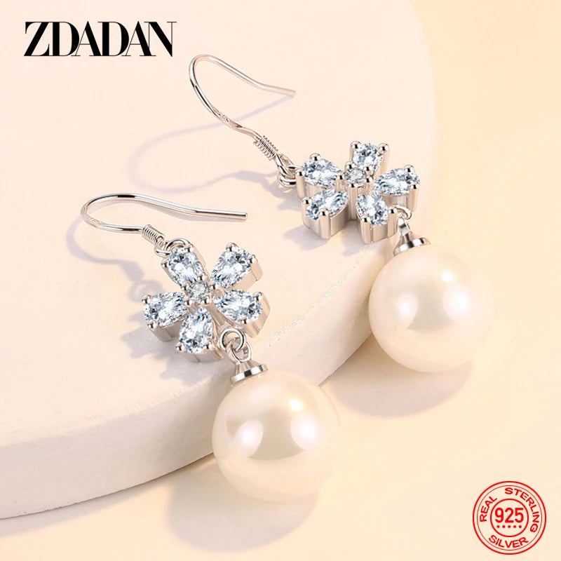 925 Silver Pearl Drop Earring Wedding Jewelry