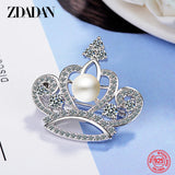 925 Silver Crown Pearl Brooch Wedding Jewelry Gift