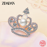 925 Silver Crown Pearl Brooch Wedding Jewelry Gift