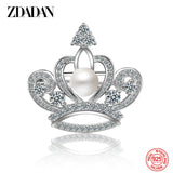 925 Silver Crown Pearl Brooch Wedding Jewelry Gift
