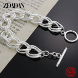 925 Silver Double Circle Bracelet Chains Women Jewelry