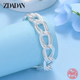 925 Silver Double Circle Bracelet Chains Women Jewelry