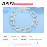 925 Silver Double Circle Bracelet Chains Women Jewelry