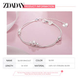 925 Silver Double Layer Bead Bracelet Chain Women Jewelry