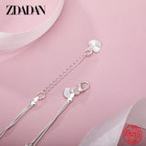 925 Silver Double Layer Bead Bracelet Chain Women Jewelry