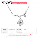 925 Silver Flower Necklace Chains For Women Jewelry