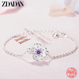 925 Silver Flowers Crystal Bracelet Chains For Women Jewelry