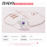 925 Silver Flowers Crystal Bracelet Chains For Women Jewelry