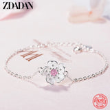 925 Silver Flowers Crystal Bracelet Chains For Women Jewelry