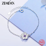 925 Silver Flowers Crystal Bracelet Chains For Women Jewelry
