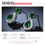 925 Silver Green CZ Stud Earrings Wedding Anniversary Jewelry