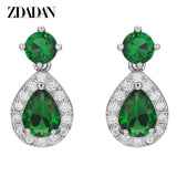 925 Silver Green CZ Stud Earrings Wedding Anniversary Jewelry