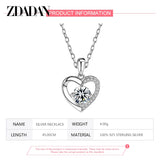 925 Silver Heart Crystal Necklace Chains For Women Girls Jewelry