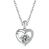 925 Silver Heart Crystal Necklace Chains For Women Girls Jewelry