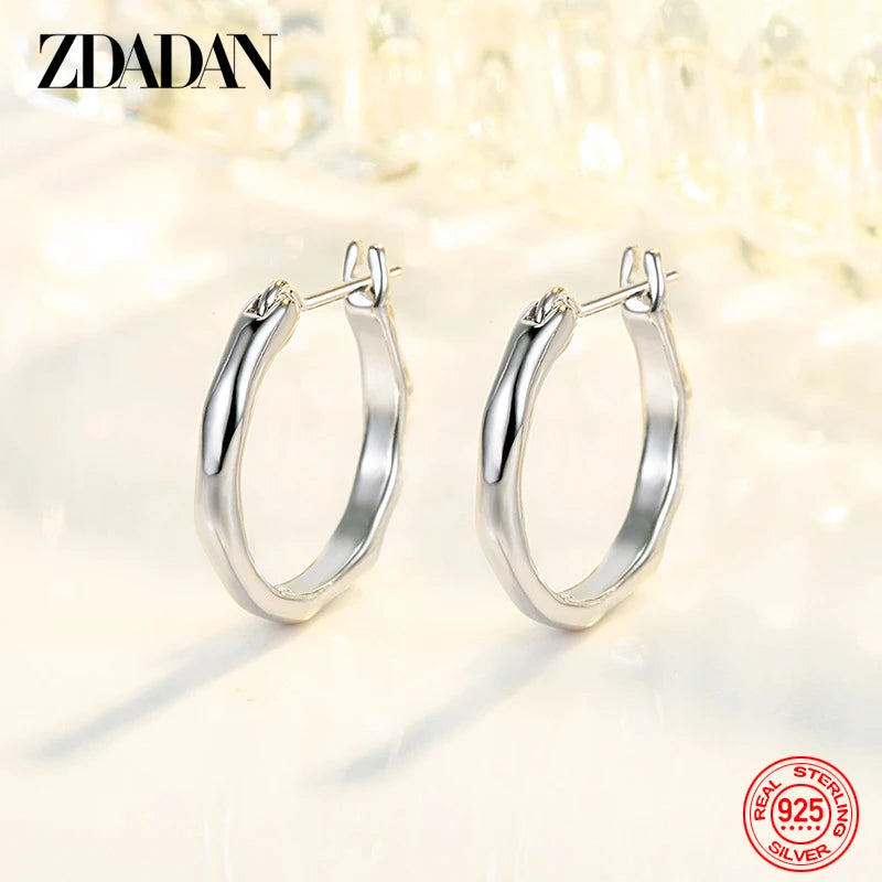 925 Silver Hoop Earrings Women Wedding Jewelry