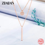 925 Silver Double Layer Necklace Chains for Women