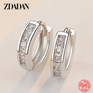 925 Silver Zircon Hoop Earrings Party Jewelry Gift