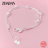925 Silver Square Box Chain Bracelet Women Wedding Jewelry
