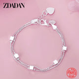 925 Silver Square Box Chain Bracelet Women Wedding Jewelry