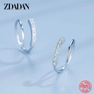 925 Silver Women's Zircon Hoop Earrings