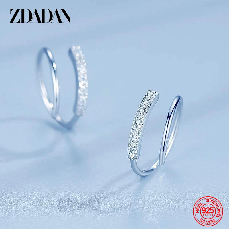 925 Silver Women's Zircon Hoop Earrings