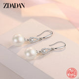 925 Silver Pearl Water Drop Earrings Wedding Jewelry