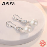 925 Silver Pearl Water Drop Earrings Wedding Jewelry