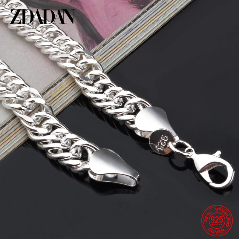 925 Silver 10MM Punk Necklace 20/24 Inches