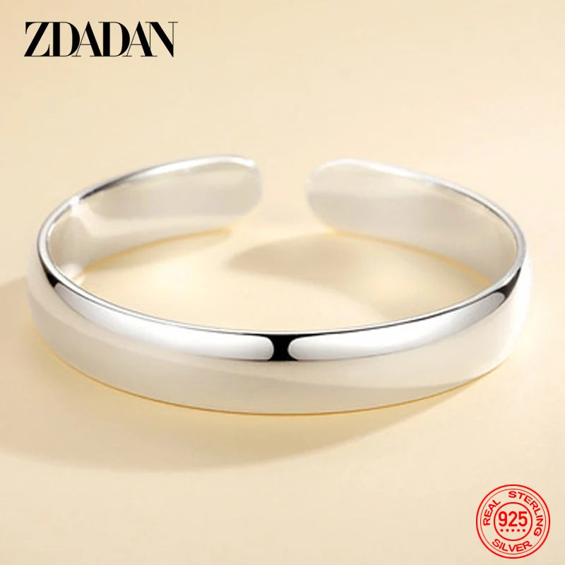925 Silver 10MM Cuff Bracelet Bangle Women Wedding Jewelry