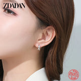 925 Silver 10mm Zircon Hoop Earrings Women Jewelry
