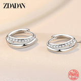 925 Silver 10mm Zircon Hoop Earrings Women Jewelry