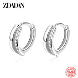 925 Silver 10mm Zircon Hoop Earrings Women Jewelry