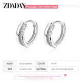 925 Silver 10mm Zircon Hoop Earrings Women Jewelry