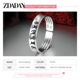 925 Silver Heart Sutra Cuff Bangle For Women