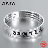 925 Silver Heart Sutra Cuff Bangle For Women