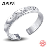 925 Silver Heart Sutra Cuff Bangle For Women