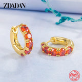 925 Silver 18K Emerald Hoop Earrings Women Jewelry
