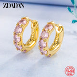 925 Silver 18K Emerald Hoop Earrings Women Jewelry