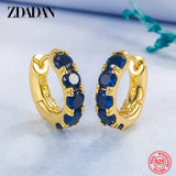 925 Silver 18K Emerald Hoop Earrings Women Jewelry