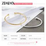925 Silver 18K Cuff Bracelet for Women Wedding Jewelry