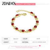 Sterling Silver Owl Ruby Charm Bracelet Chain Women Gift
