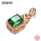 925 Sterling Silver Emerald Pendant Necklace For Women