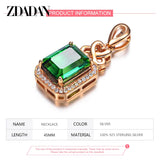 925 Sterling Silver Emerald Pendant Necklace For Women