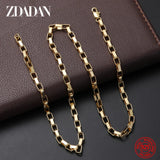 925 Sterling Silver 18k 4MM Box Chain Necklace Men Women Party Jewelry