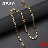 925 Sterling Silver 18k 4MM Box Chain Necklace Men Women Party Jewelry