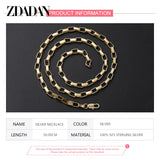 925 Sterling Silver 18k 4MM Box Chain Necklace Men Women Party Jewelry
