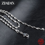 925 Sterling Silver Water Wave Necklace 2MM