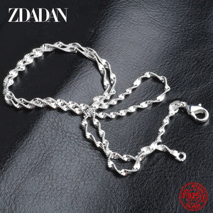 925 Sterling Silver Water Wave Necklace 2MM
